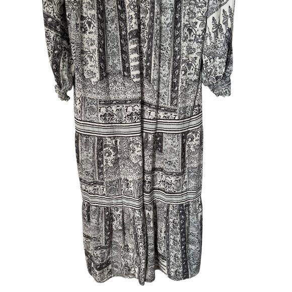 Wonderly Boho Maxi Dress Size M Tiered Peasant Cottage Prairie V-Neck Cotton - Picture 3 of 10